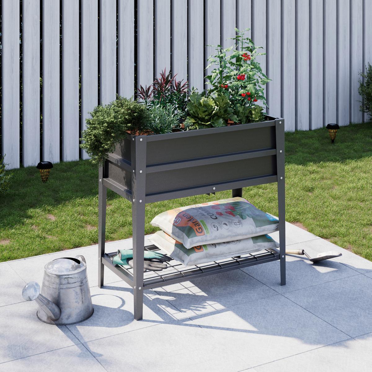 Hochbeet Robus - Anthrazit, MODERN, Metall (80/80/40cm) - Luca Bessoni