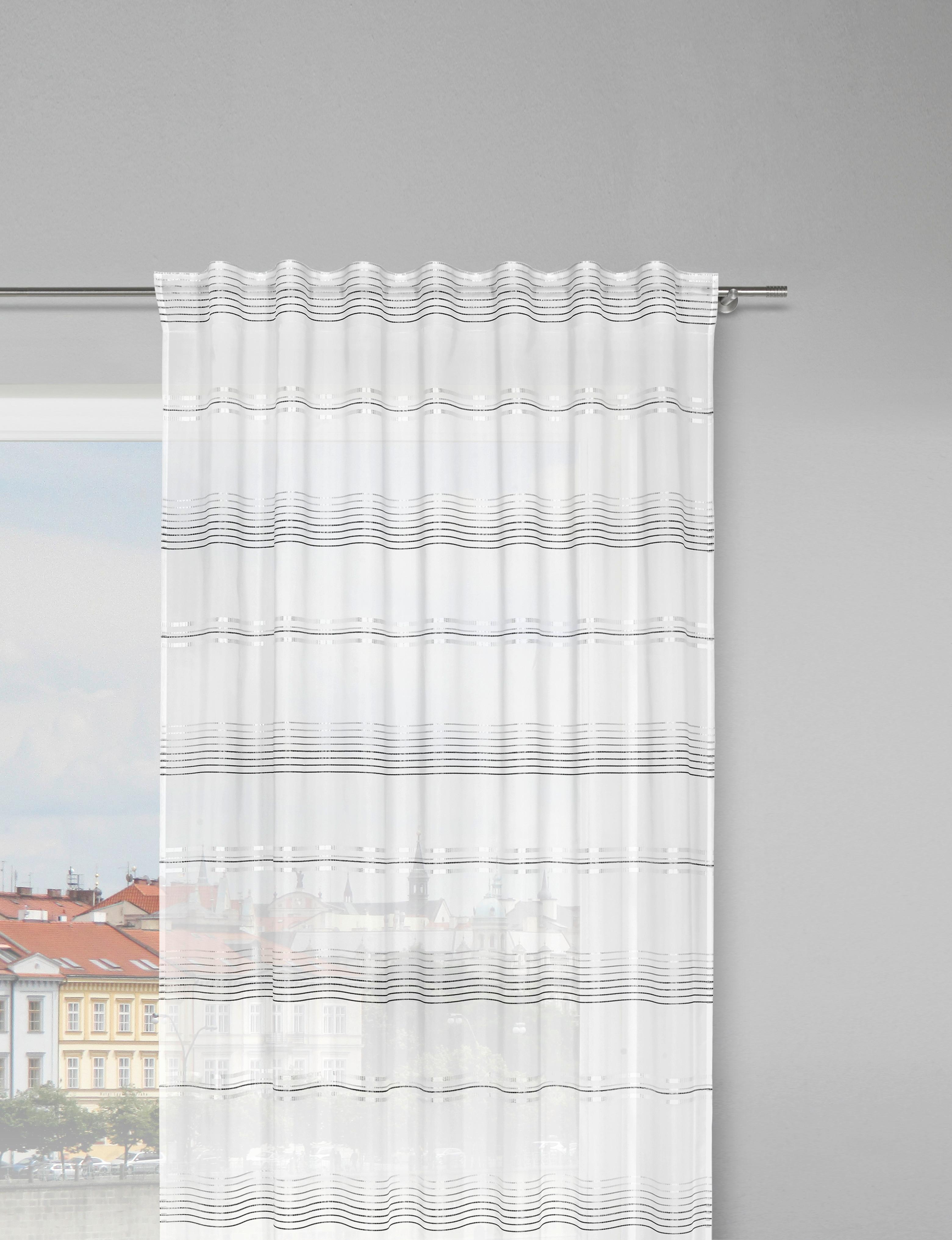 HOTOVÝ ZÁVES Louis, 140/245 cm - sivá/biela, Konventionell, textil (140/245cm) - Modern Living