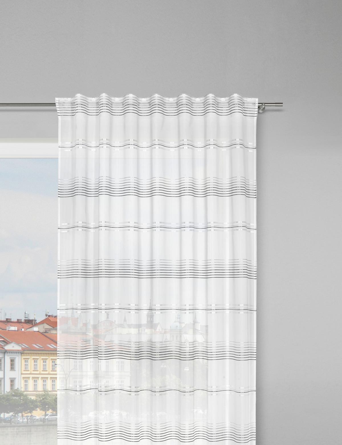HOTOVÝ ZÁVĚS Louis, 140/245 cm - šedá/bílá, Konvenční, textil (140/245cm) - Modern Living