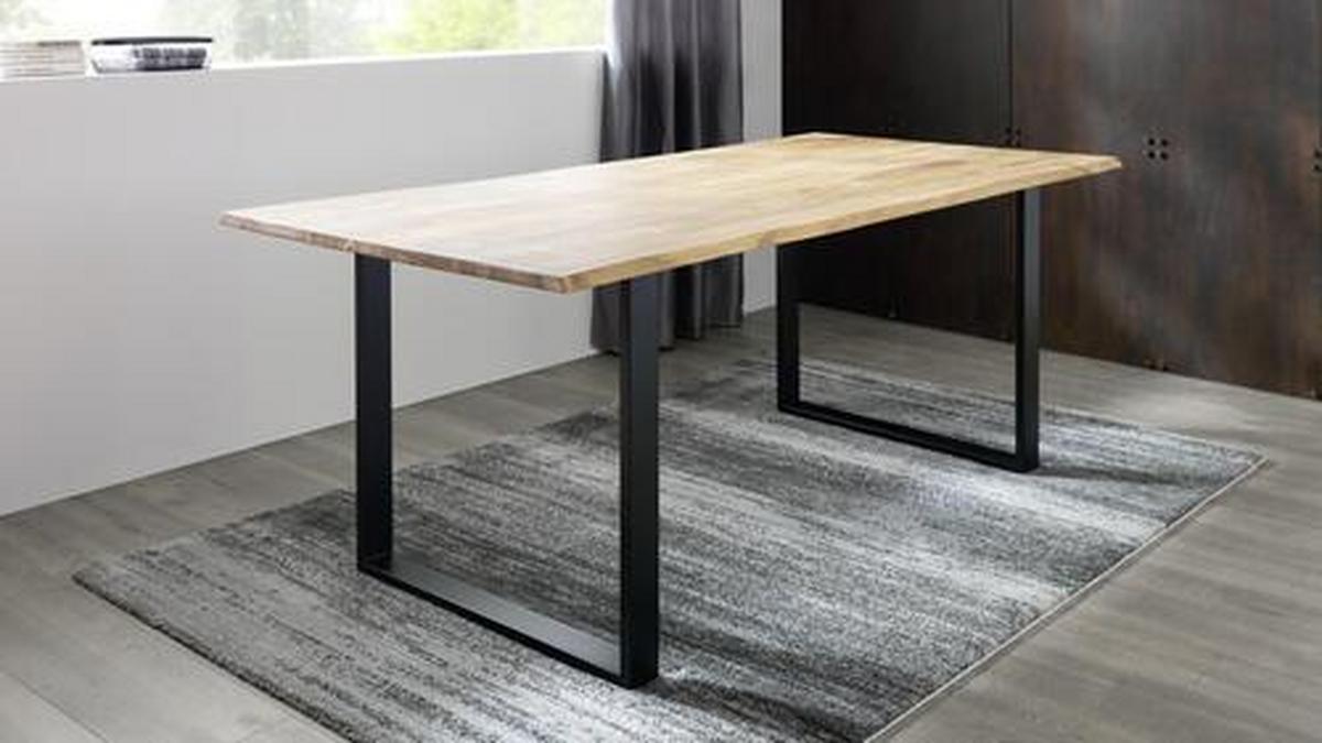 Obdĺžnikový jedálenský stôl RUNNER 200x100 cm - čierna/farba akácie, Natur, kov/drevo (200/100/76cm) - MID.YOU