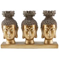 Teelichthalter Kunststoff Braun/Goldfarben 3 Teelichter - Goldfarben/Braun, LIFESTYLE, Kunststoff (27/8,5/17,5cm) - Luca Bessoni