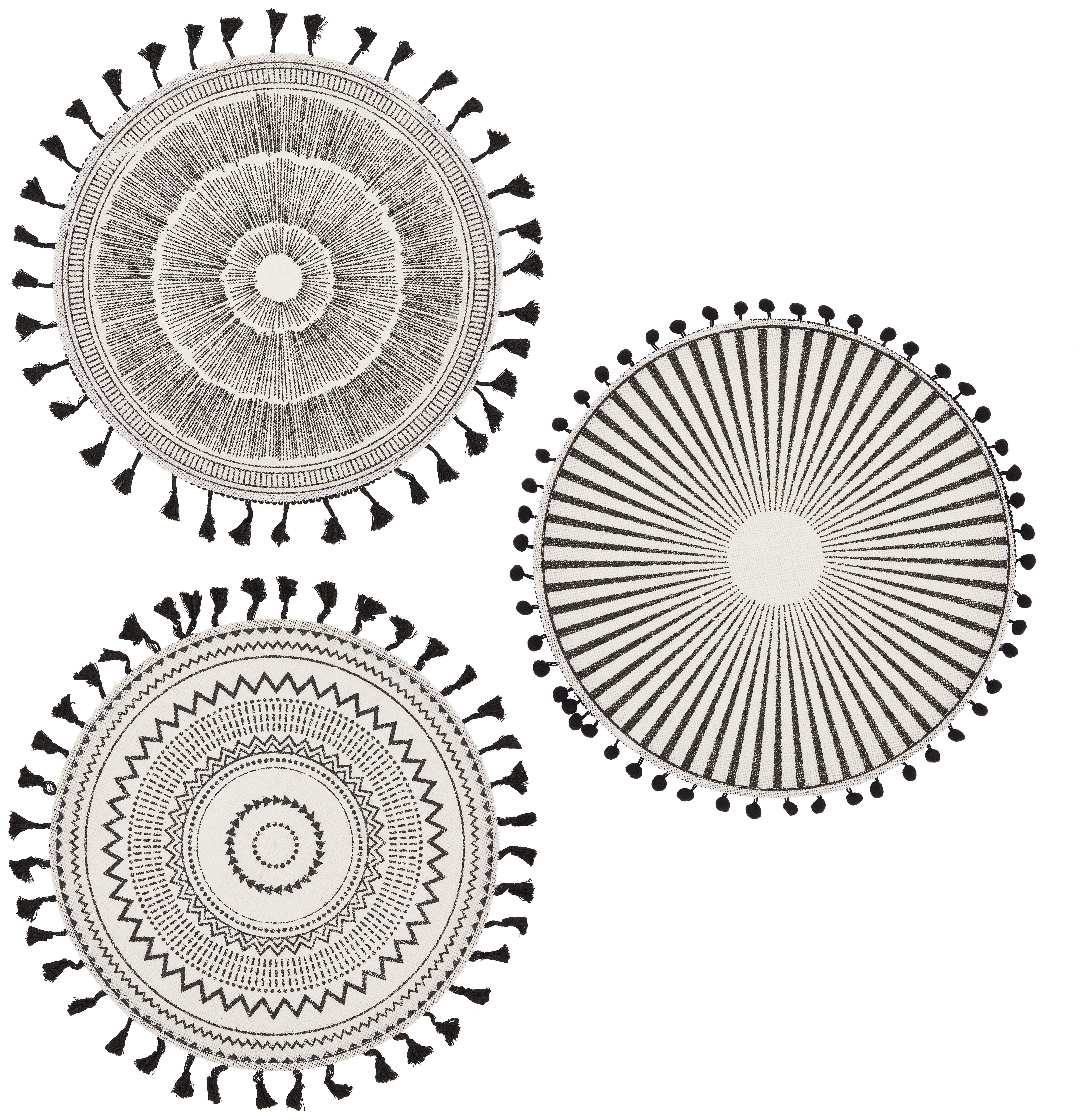 Tányéralátét Sona - fekete/fehér, Modern, textil (38cm)