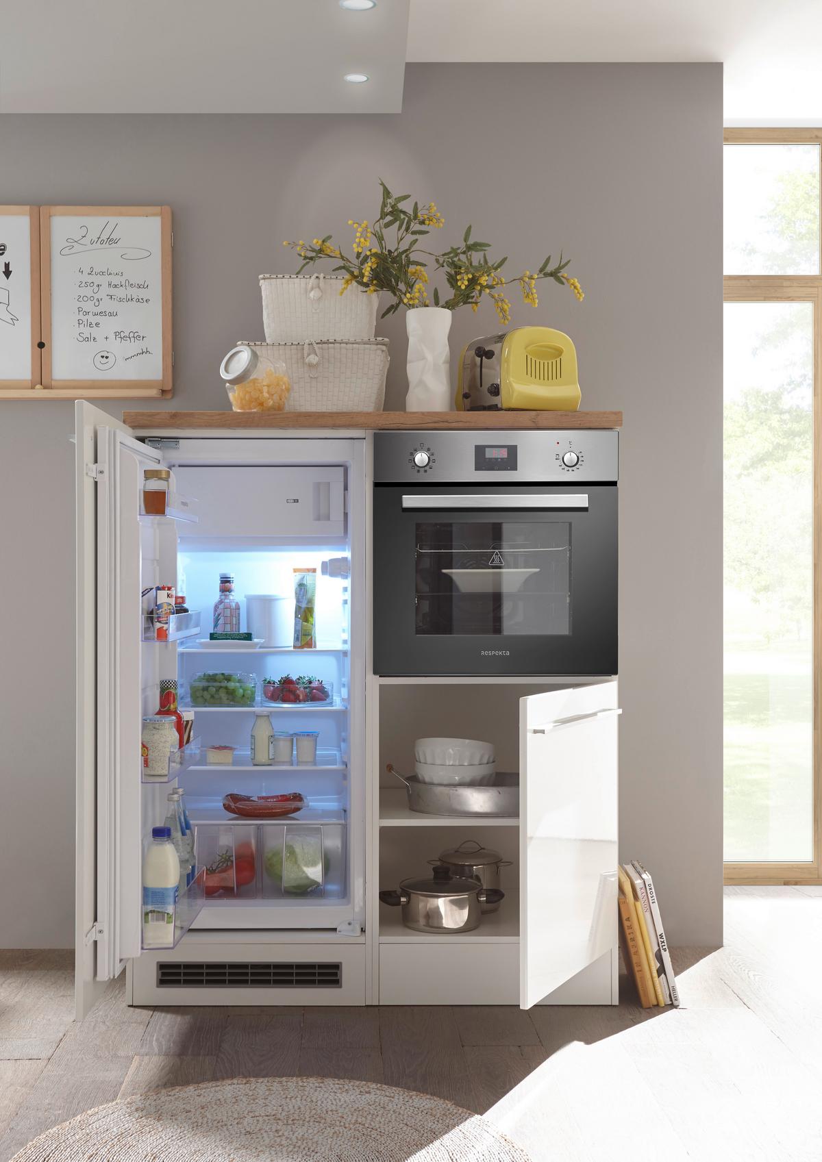 Küchenzeile Premium Mit Geräten B: 320 cm Weiß/Eiche - Eichefarben/Weiß, Basics, Holzwerkstoff (320cm) - Respekta