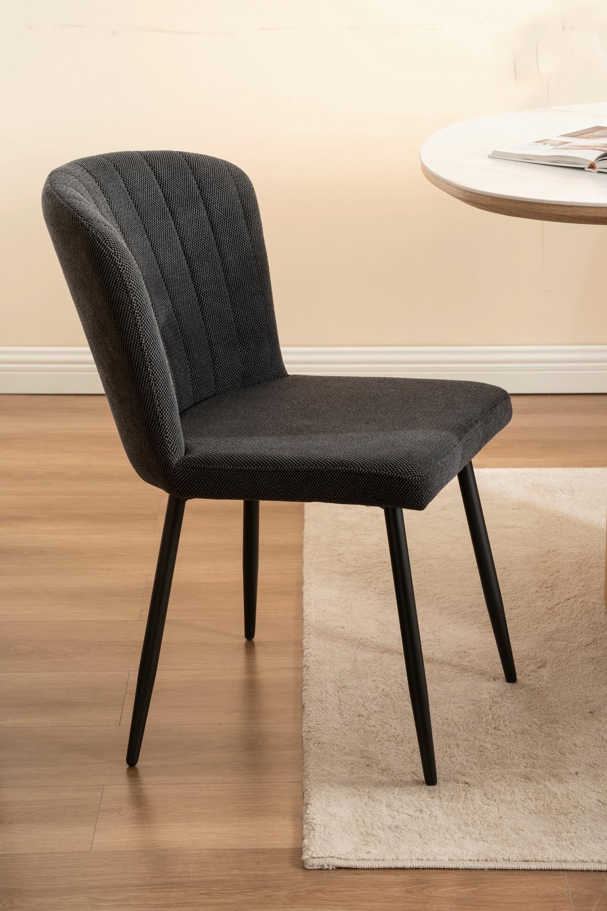 Vierfußstuhl Abbie Leinenoptik Schwarz, B: 52 Cm - Schwarz, KONVENTIONELL, Holz/Textil (52/82/60cm) - P & B