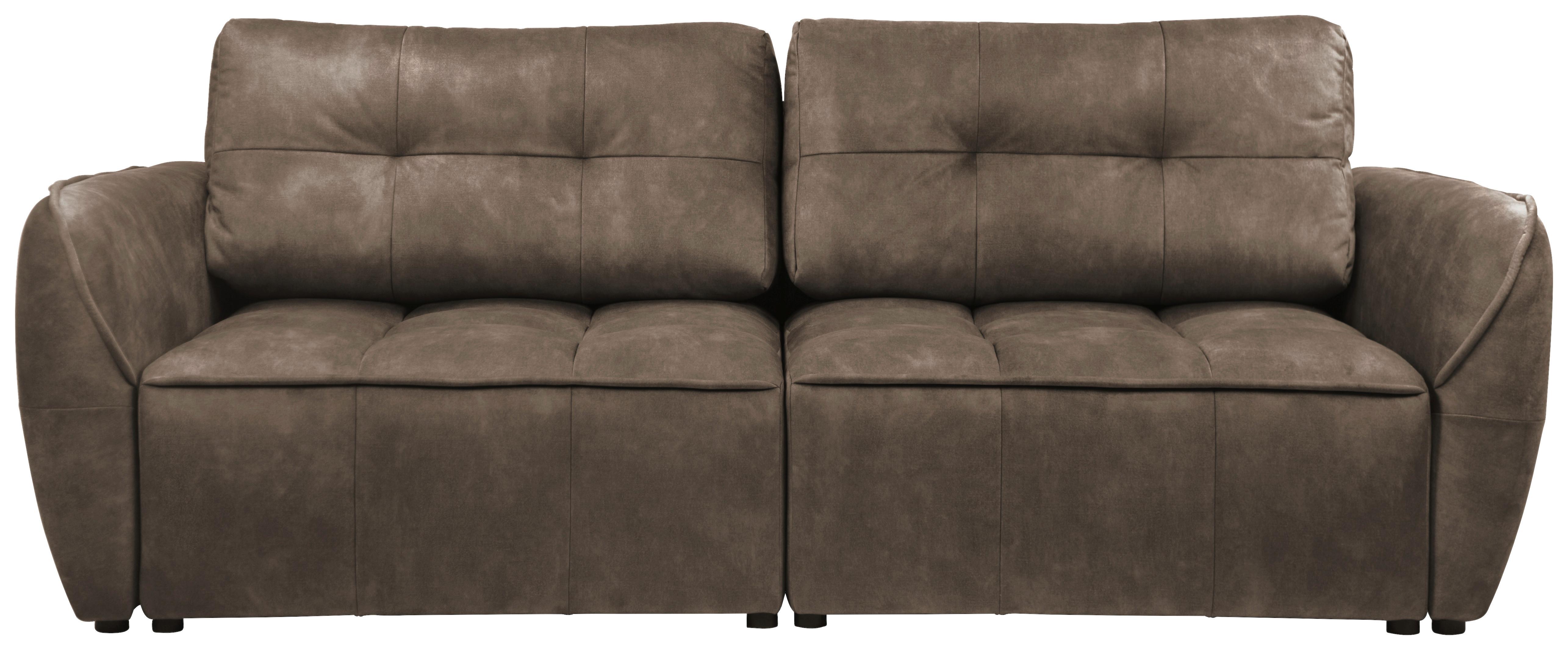 Boxspringová pohovka BOMBEI, hnedý velúr - hnedá/čierna, Modern, drevo/kompozitné drevo (243/94/125cm)