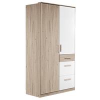 Šatní skříň CARIBA šířka 90cm - bílá/barvy dubu, Design, kompozitní dřevo/plast (90/199/58cm) - MID.YOU
