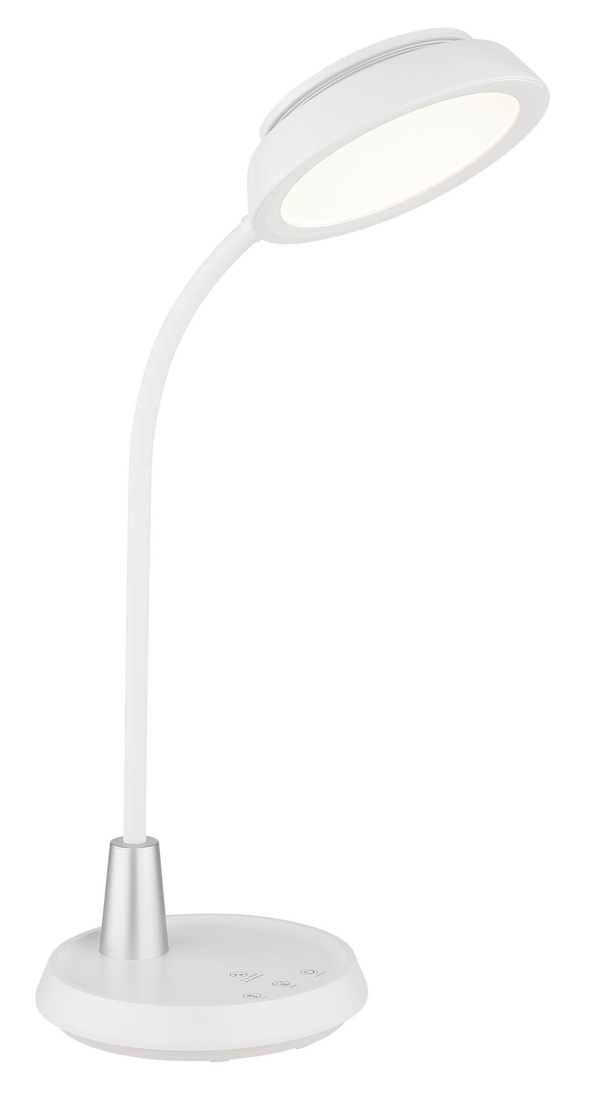 LED-Tischleuchte Memory-Funktion - Silberfarben/Weiß, Design, Kunststoff (30,6/17,2/44,8cm) - Globo
