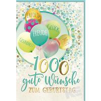Billett Geburtstag Ballons - Multicolor, Basics, Papier/Kunststoff (12/18/2cm)