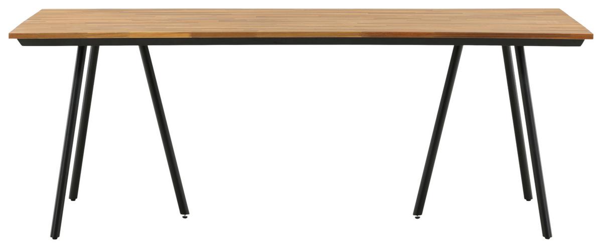 Gartentisch Chan - Schwarz/Teakfarben, KONVENTIONELL, Holz/Metall (200/100/74cm) - Gardenson