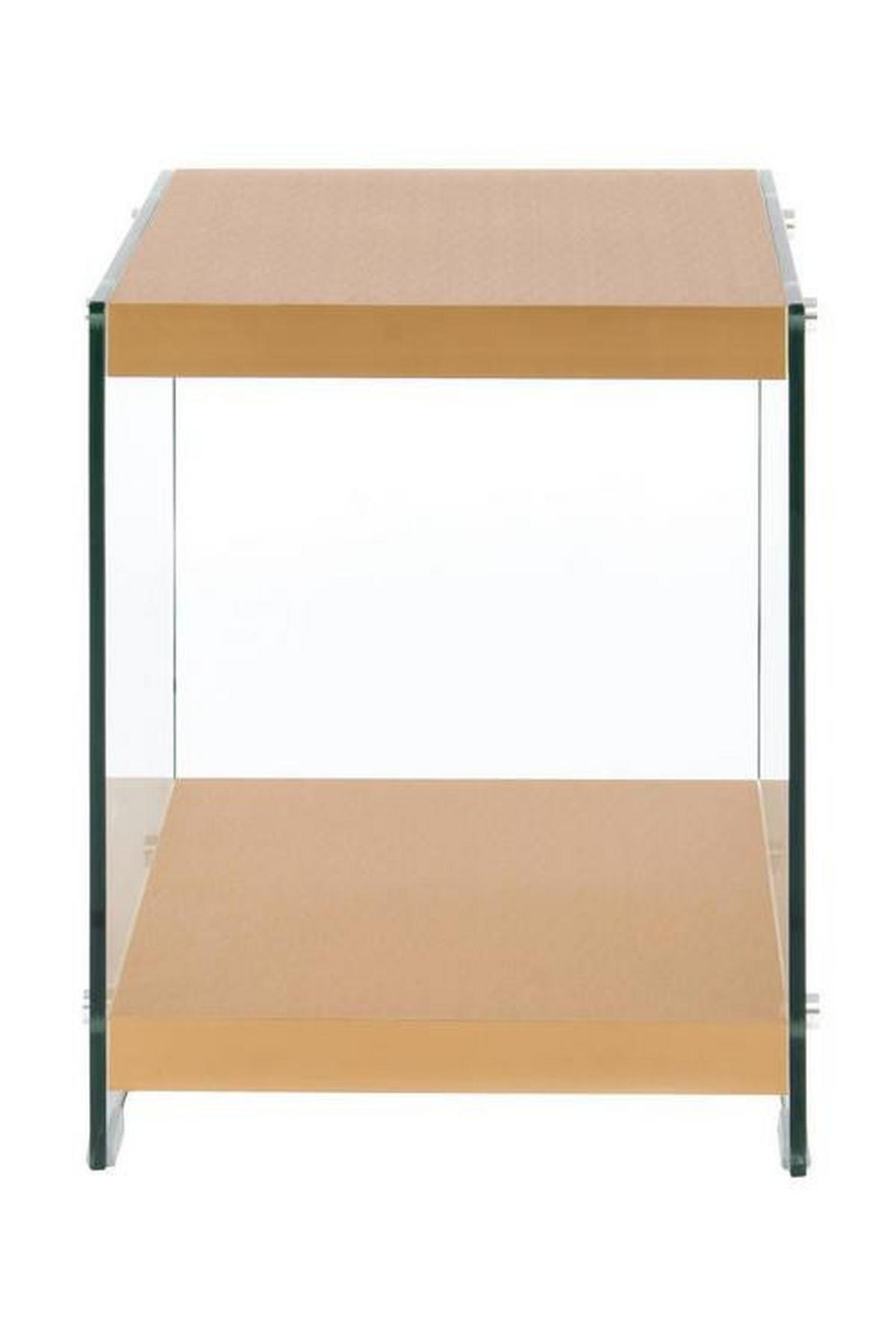 Beistelltisch mit Ablage Elementary Goldfarben - Klar/Goldfarben, Basics, Glas/Holzwerkstoff (35/35/45cm) - Kayoom