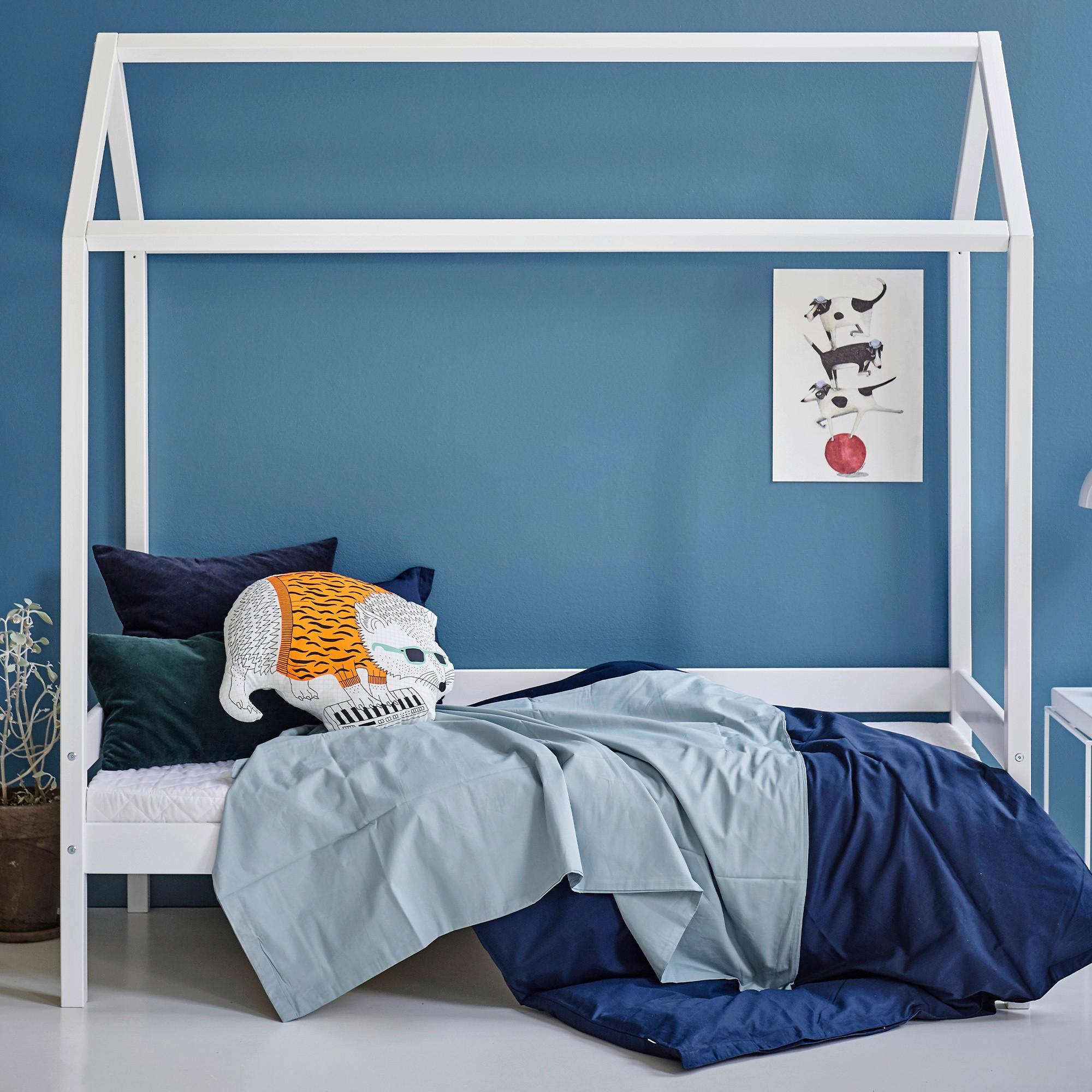 Hausbett Eco Comfort Weiß, Lf: 70x160 cm - Weiß/Naturfarben, MODERN, Holz (70/160cm) - MID.YOU