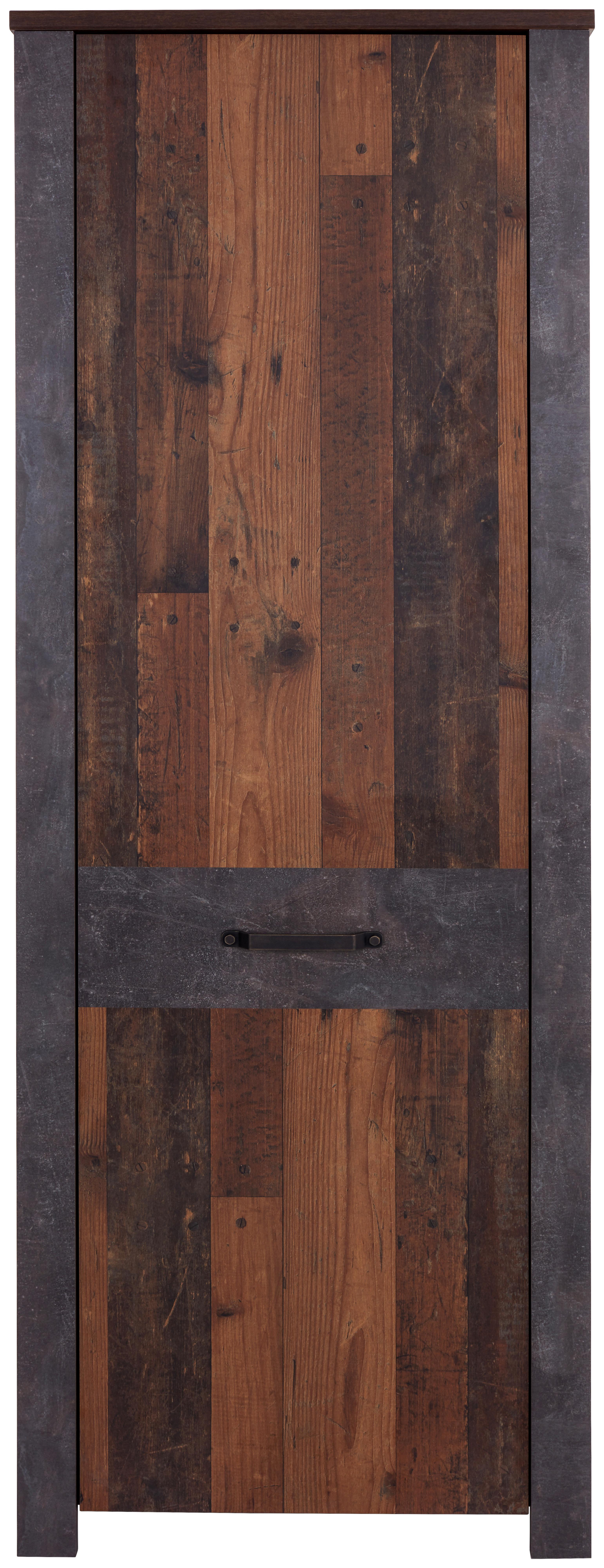 Garderobenschrank Ontario Old Style B: 68,4 Cm - Eichefarben/Grau, Trend, Holzwerkstoff (68,4/200/37cm) - Ondega
