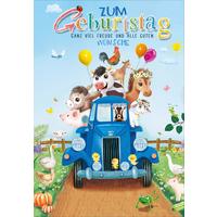 Billett Geburtstag Tiere - Multicolor, Basics, Papier/Kunststoff (12/18/2cm)