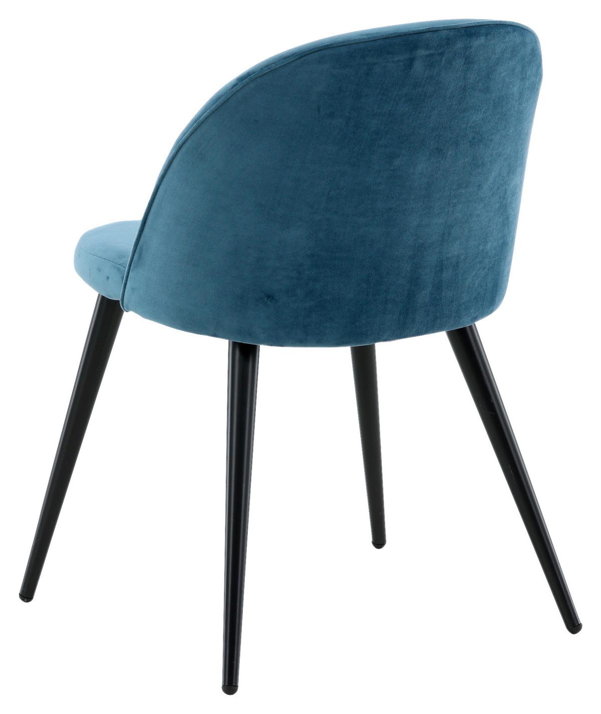 Stuhl-Set Velvet Schwarz/Blau B: 57 cm - Blau/Schwarz, Design, Textil/Metall (57/76.5/50cm) - Livetastic