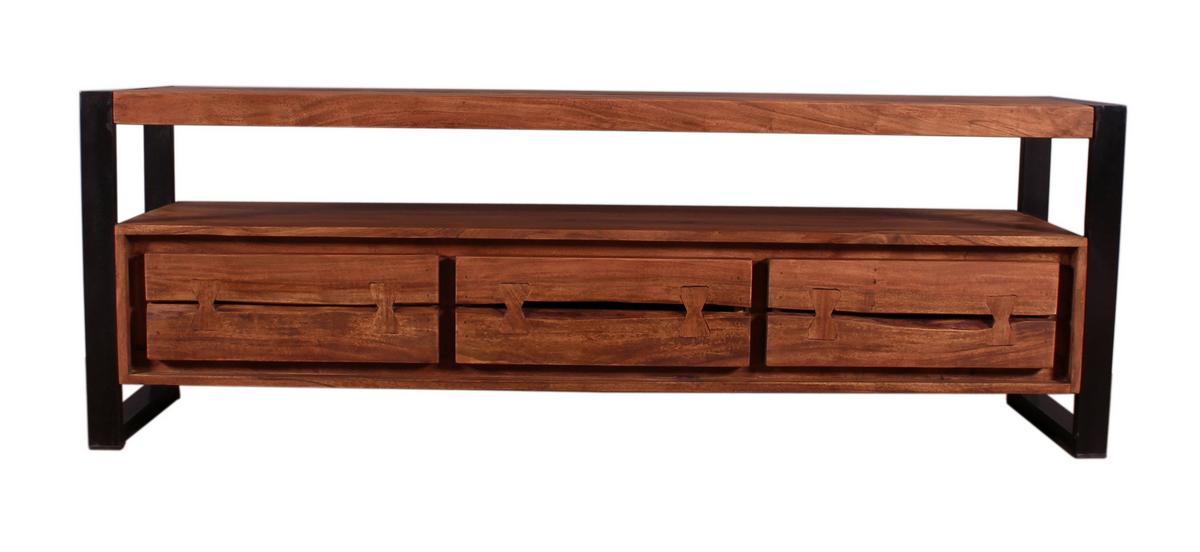 Lowboard Akazie/Schwarz B: 160cm - Schwarz/Naturfarben, Design, Holz/Metall (160/55/40cm) - MID.YOU