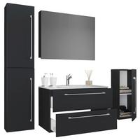 Badezimmer Badinos 5-teilig Schwarz B: 60 cm - Schwarz/Weiß, MODERN, Keramik/Holzwerkstoff (127cm) - MID.YOU