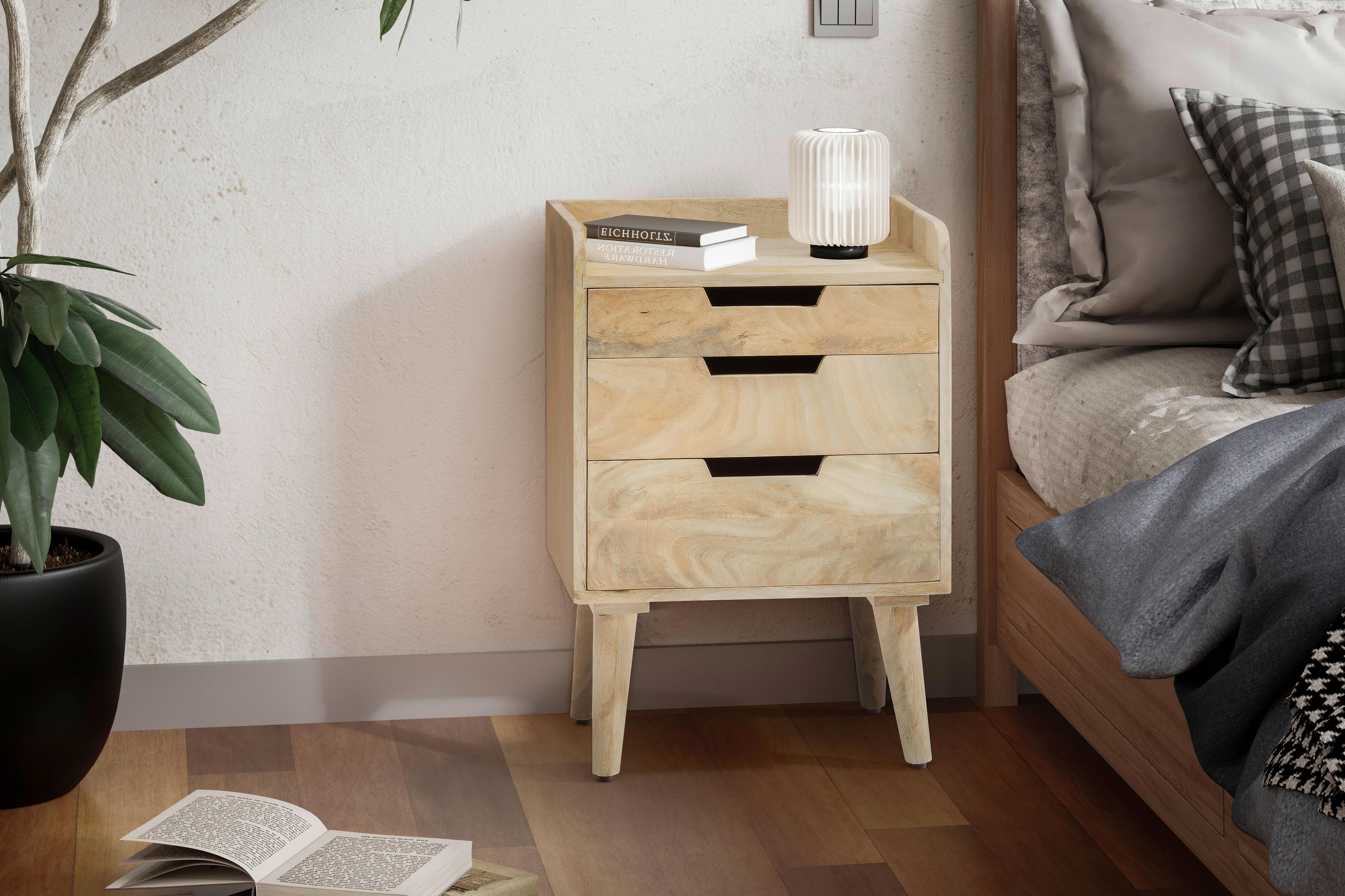 Nachttisch Hellbraun B: 45 cm - Hellbraun, Design, Holz (45/63/33cm) - MID.YOU