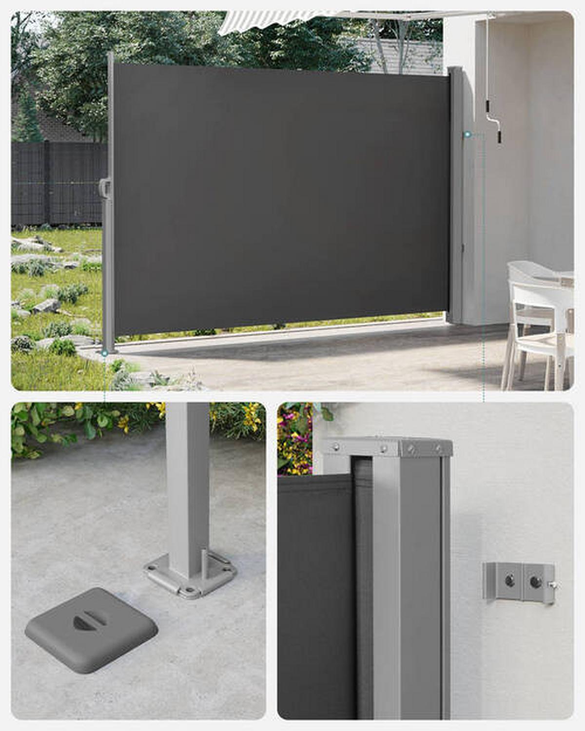 Seitenmarkise Grau Dunkelgrau BxH: 300x160 cm - Dunkelgrau/Grau, Basics, Textil/Metall (300/160cm) - Modante