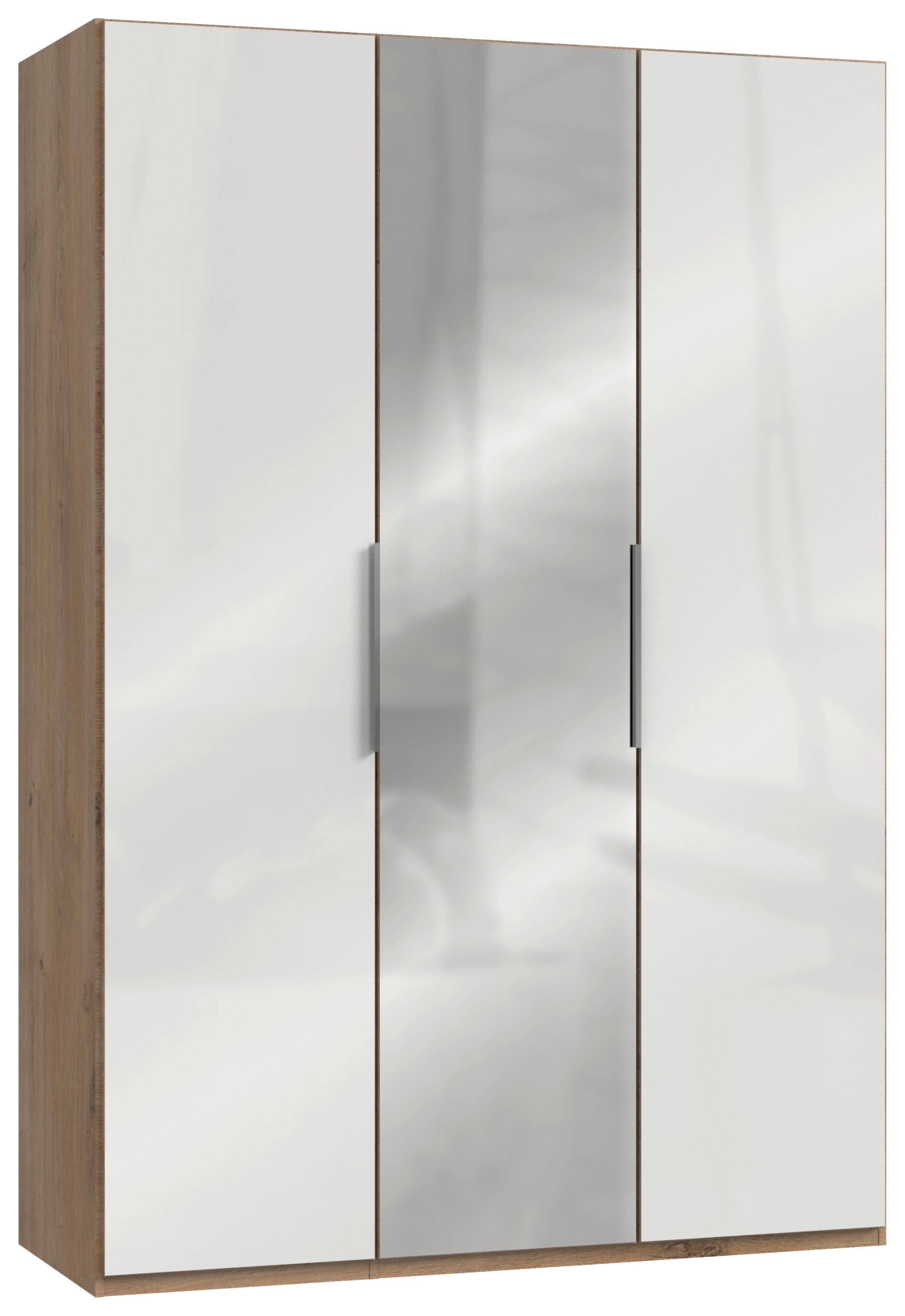 Šatníková skriňa LEVEL 36 D - biela s vysokým leskom/farba duba, Modern, kompozitné drevo (150/216/58cm) - MID.YOU