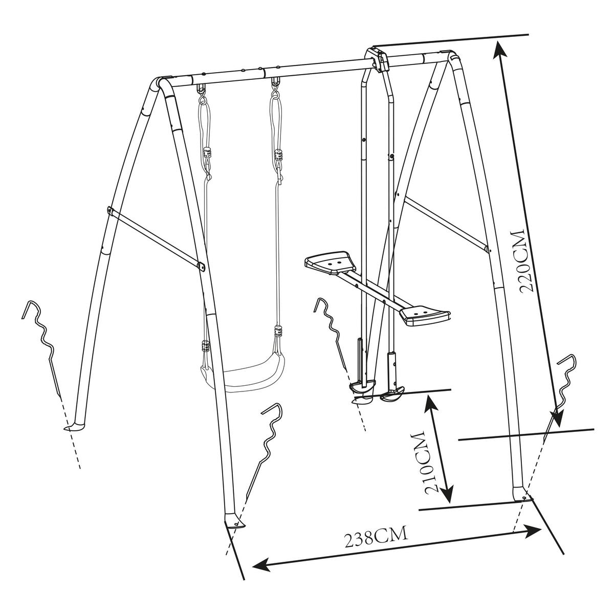 Schaukel A030.245.00 - Anthrazit/Creme, KONVENTIONELL, Kunststoff/Metall (210/220/238cm) - Ambia Garden