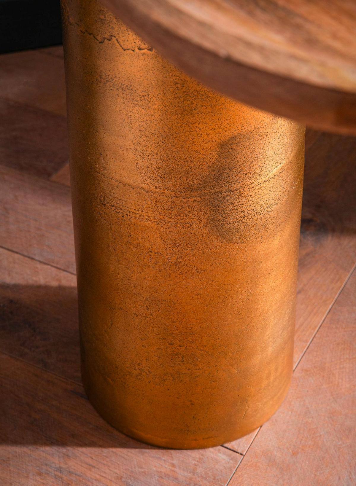 Beistelltisch Goldfarben, Eiche L: 50 Cm - Eichefarben/Goldfarben, Design, Holz/Metall (50/30/52cm) - Livetastic