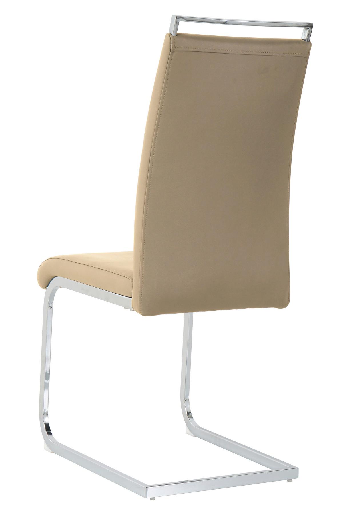 Stuhl-set Lederlook Taupe, B: 42cm - Taupe/Silberfarben, Design, Kunststoff/Textil (42/101/58cm) - Livetastic