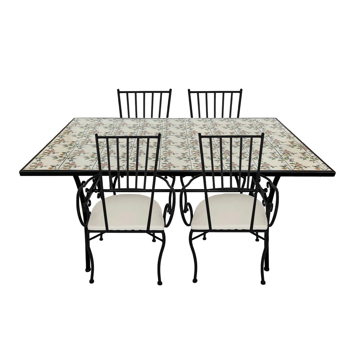 Gartenset Leonie Romatic Rose - Creme/Schwarz, LIFESTYLE, Keramik/Metall (140/80/75cm) - Ambia Garden