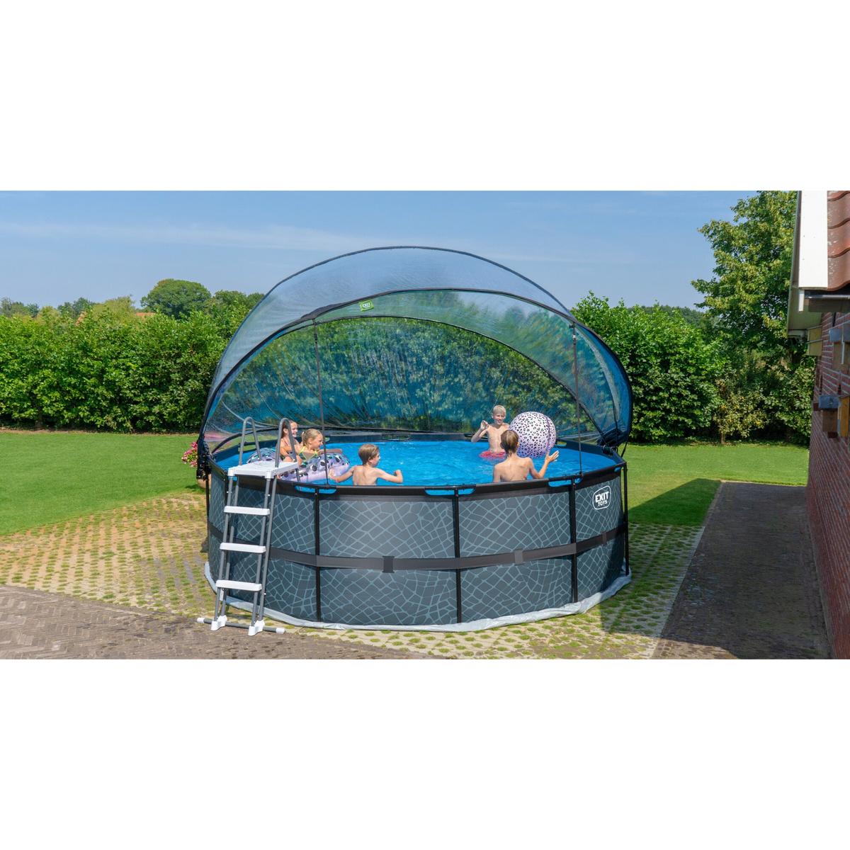 Pool-Set Grau, D/H: 450x122cm - Grau, KONVENTIONELL, Kunststoff (450/122cm) - EXIT Toys