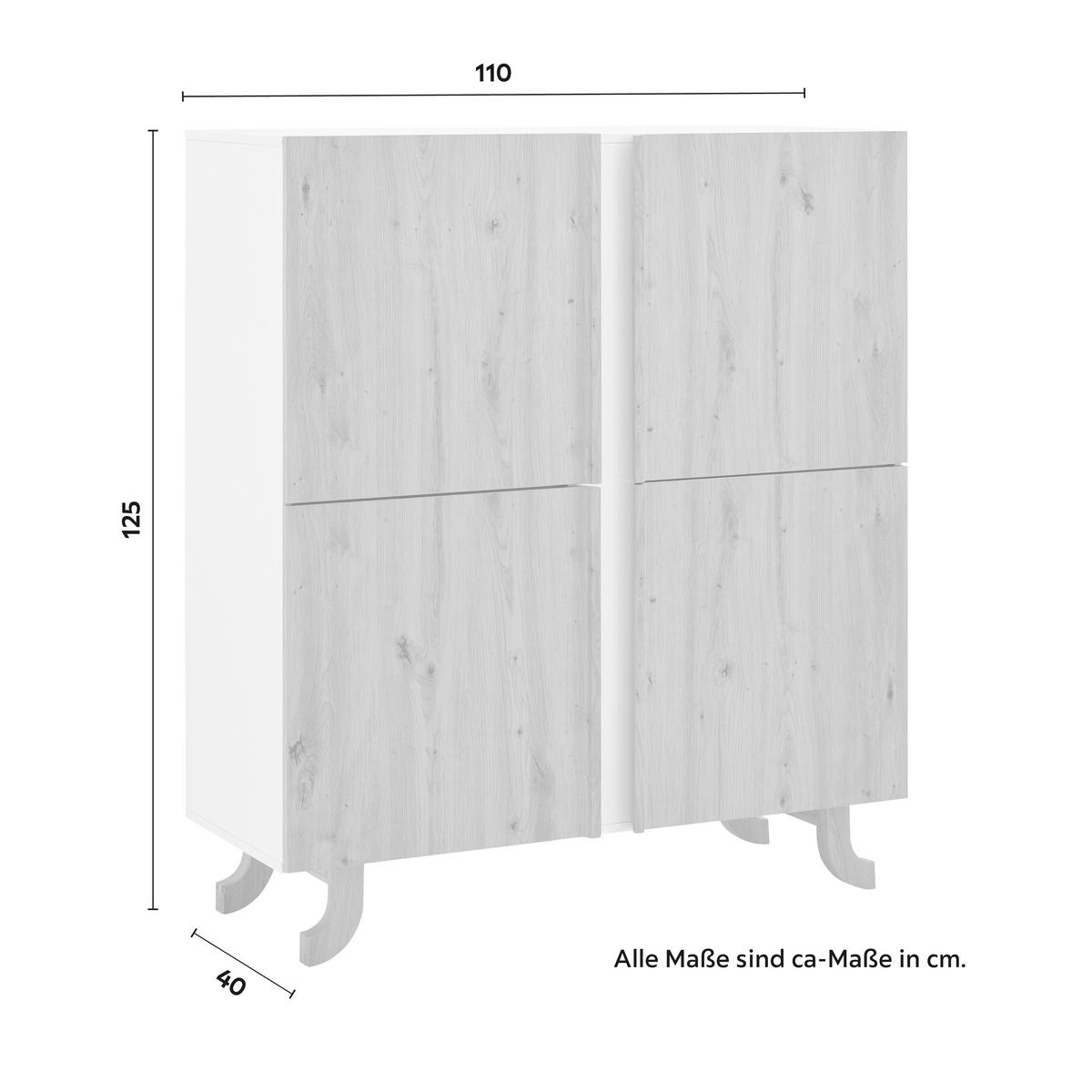 Komoda VIRA barvy dubu/bílá - bílá/barvy borovice, Moderní, dřevo (110/125/43cm) - Bessagi Home