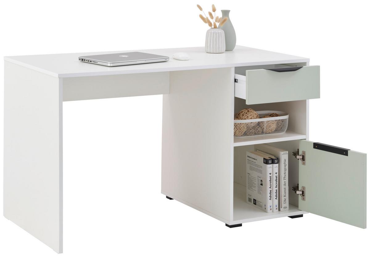 Schreibtisch Palermo 2 Weiß/salbeigrün, B: 120 Cm - Salbeigrün/Weiß, Trend, Holzwerkstoff (120/73,5/60cm)
