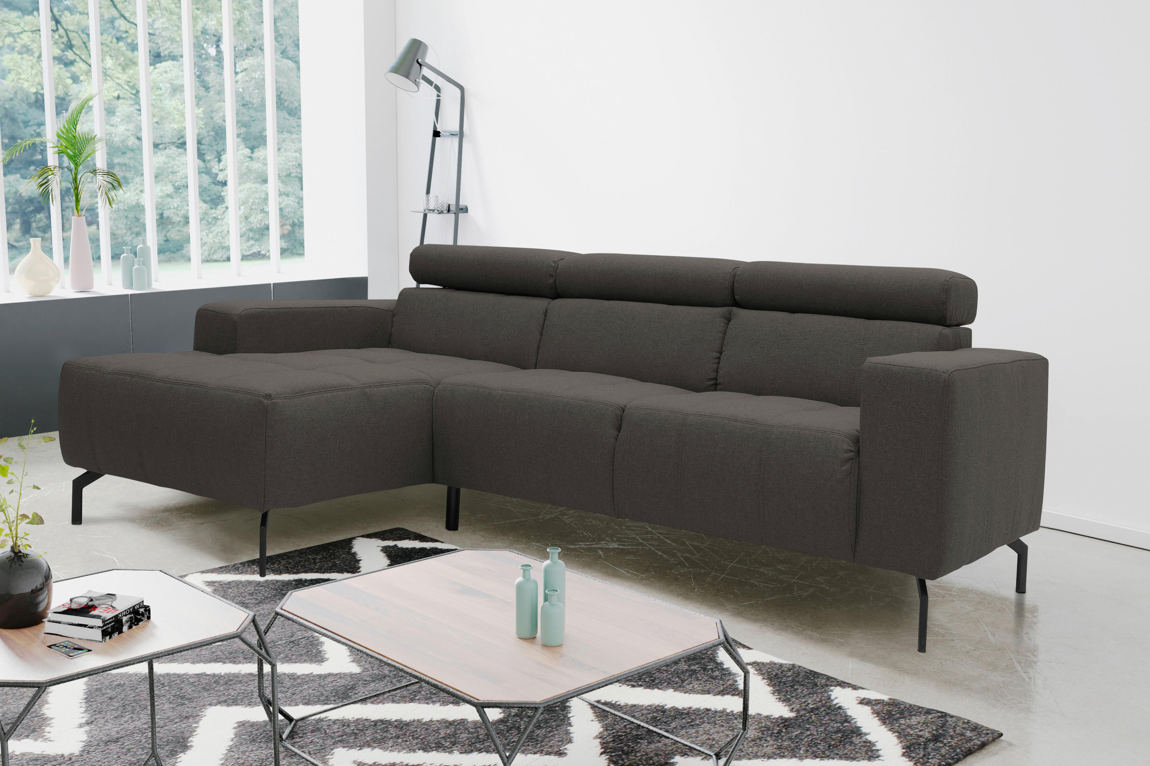 Ecksofa Cunelli Schwarz/braun Webstoff - Schwarz/Braun, Design, Textil (175/292cm) - MID.YOU