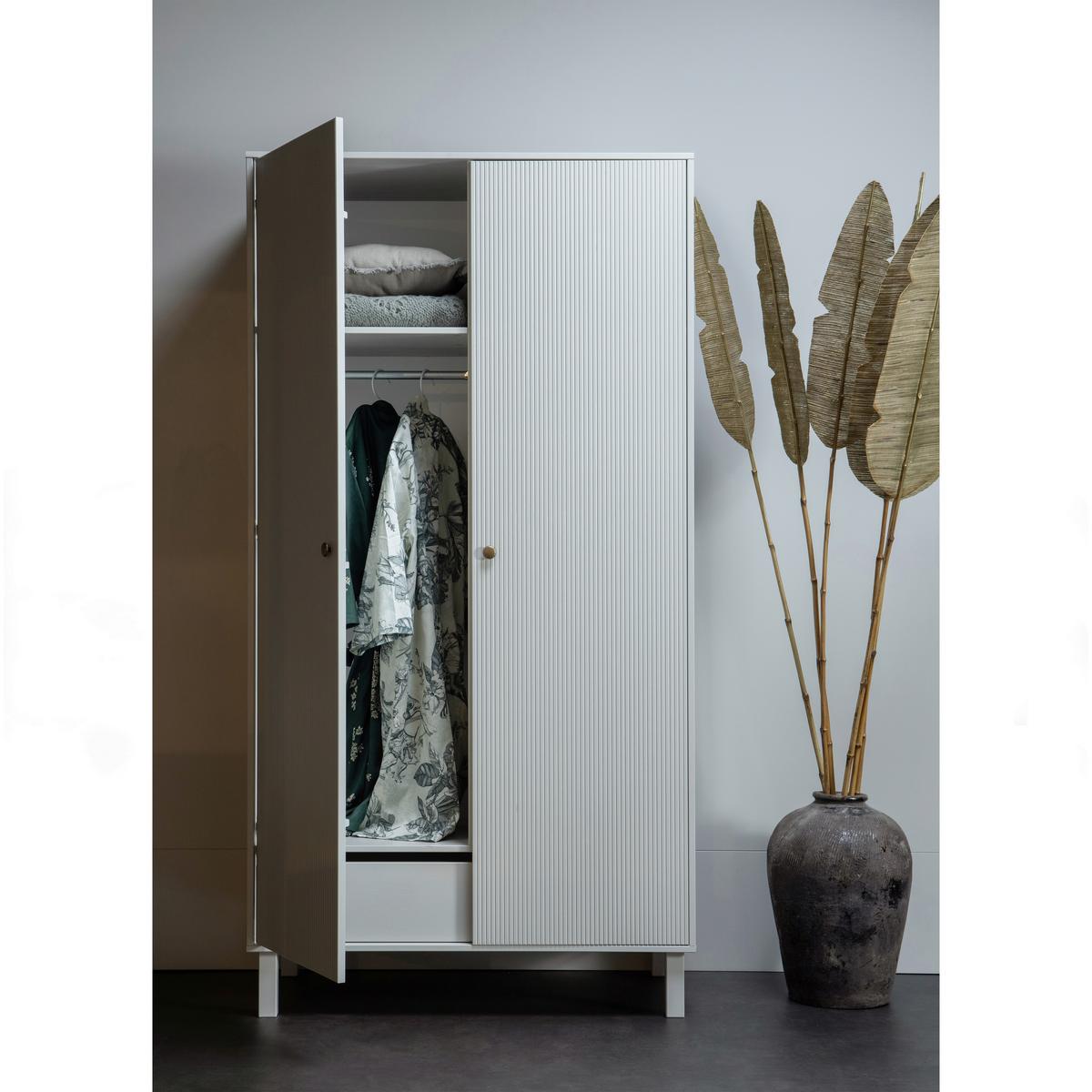 Garderobenschrank Madu Hellgrau B: 100 Cm - Hellgrau, Design, Holz (100/195/53cm) - Livetastic