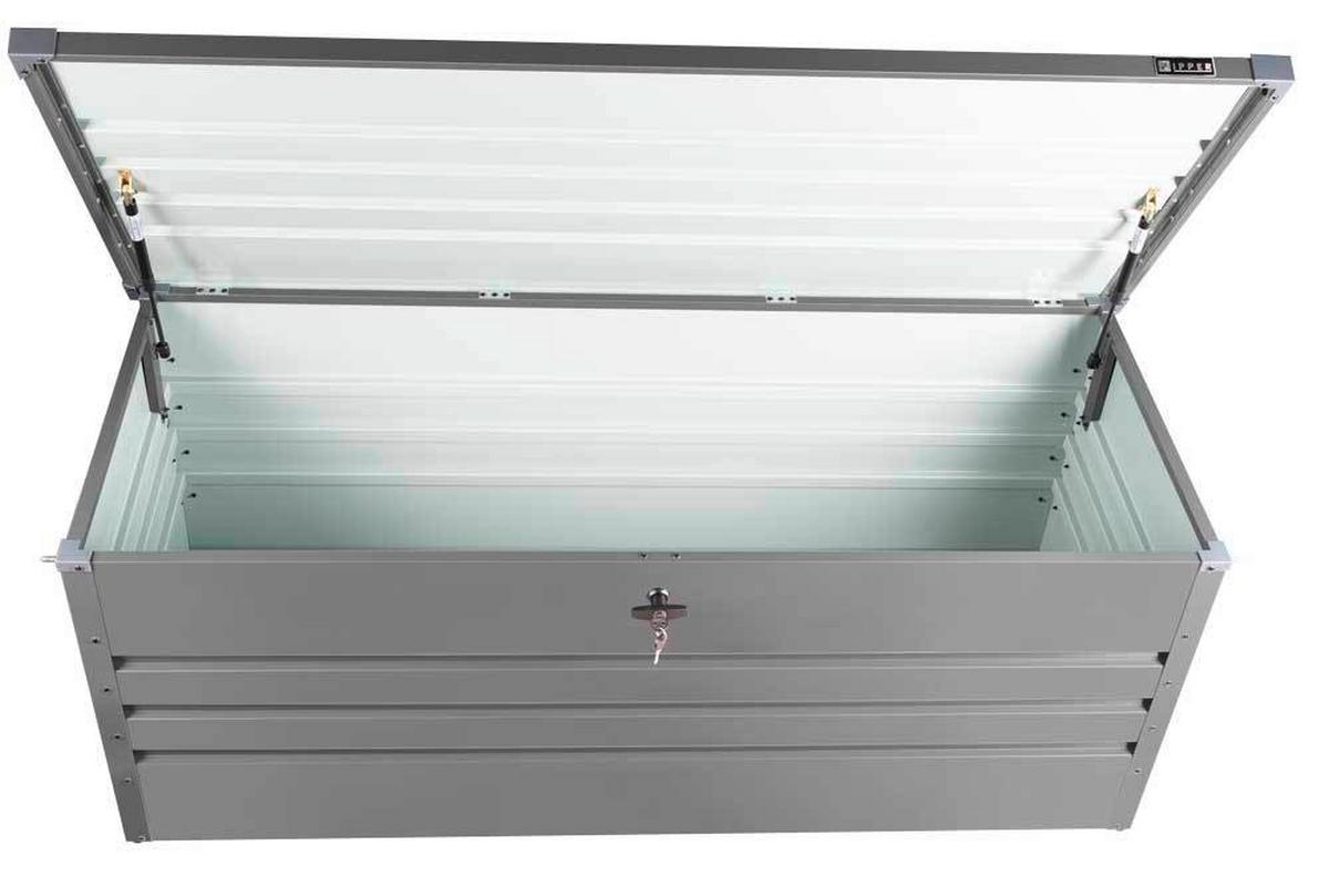 Futterbehälter 165x62x70 Abschließbar, Grau - Grau, Basics, Metall (165/62/70cm) - Zipper