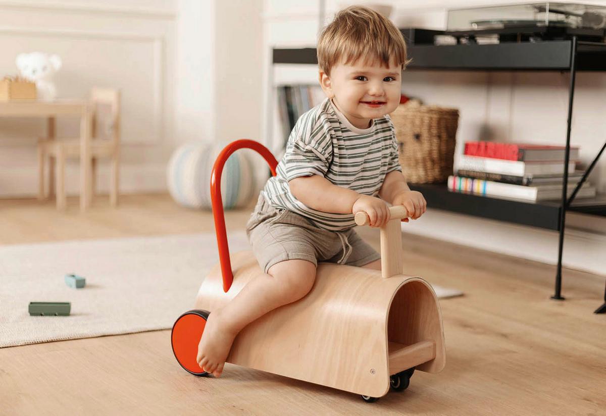 Lauflernhilfe Enzo - Rot/Naturfarben, Basics, Holz (L 47 cm/B 31 cm/H 45 cmcm) - Pinolino