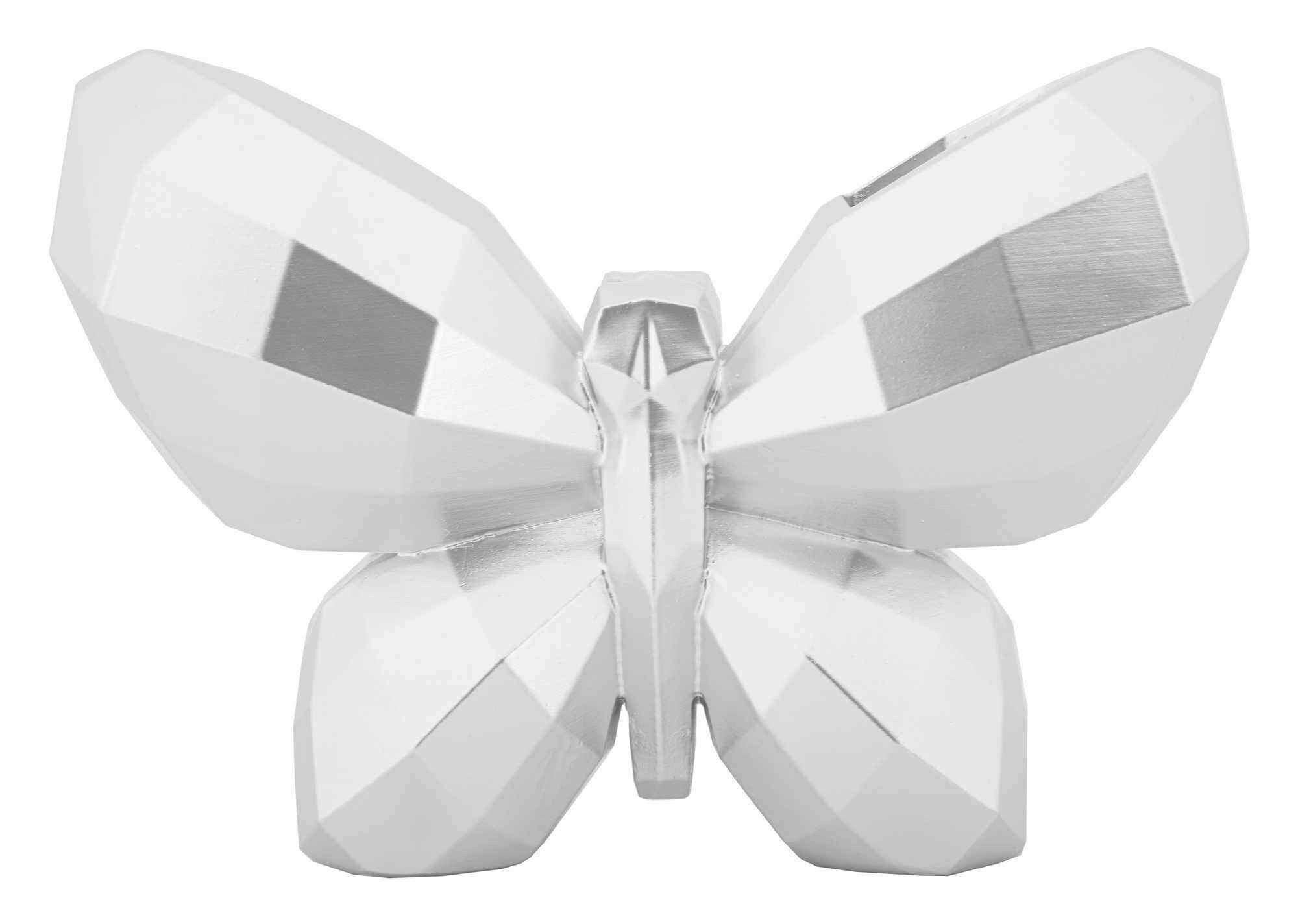 Vase Butterfly Silver Silberfarben B: 22,5 Cm - Silberfarben, Basics, Kunststoff (22.5/15/8cm)