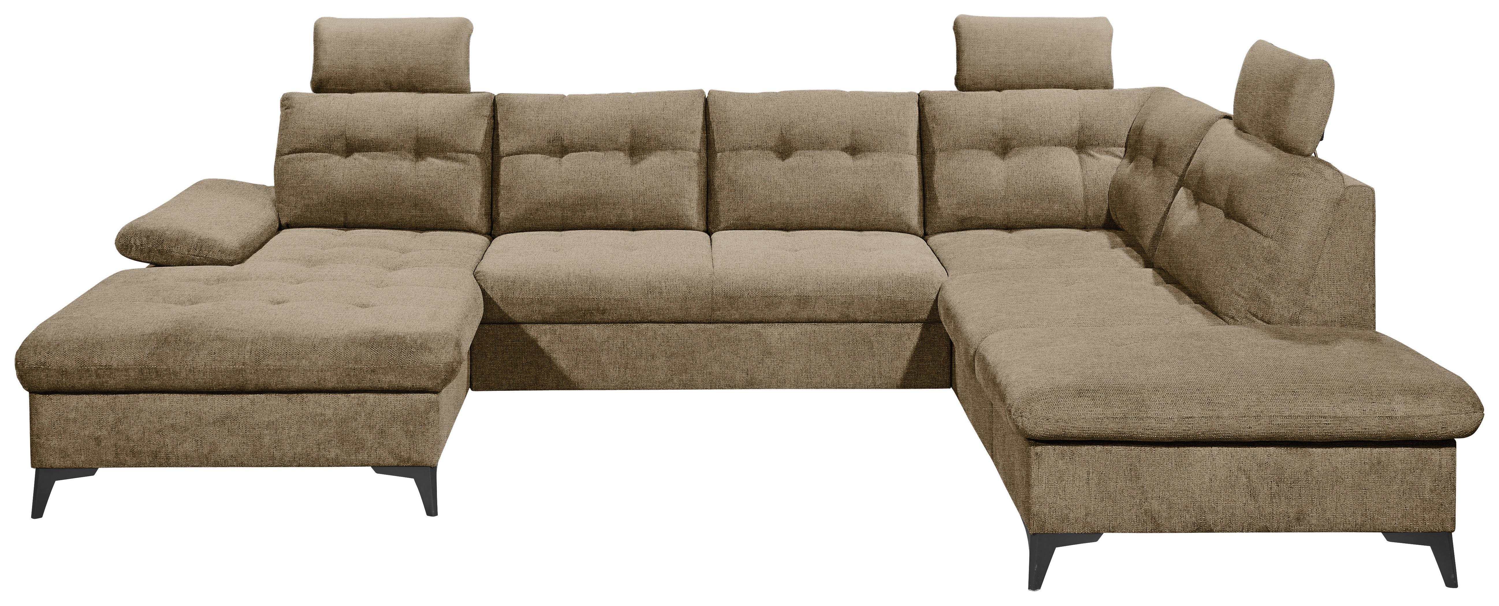 Wohnlandschaft Durban U Terracotta U: 170/324/218 cm - Sandfarben/Schwarz, KONVENTIONELL, Textil (170/324/218cm) - MID.YOU
