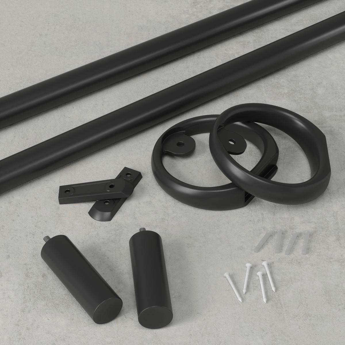 Vorhangstange Ringlet Schwarz Metall/Kunstoff, L: 320 cm - Schwarz, KONVENTIONELL, Kunststoff/Metall (320cm) - Umbra