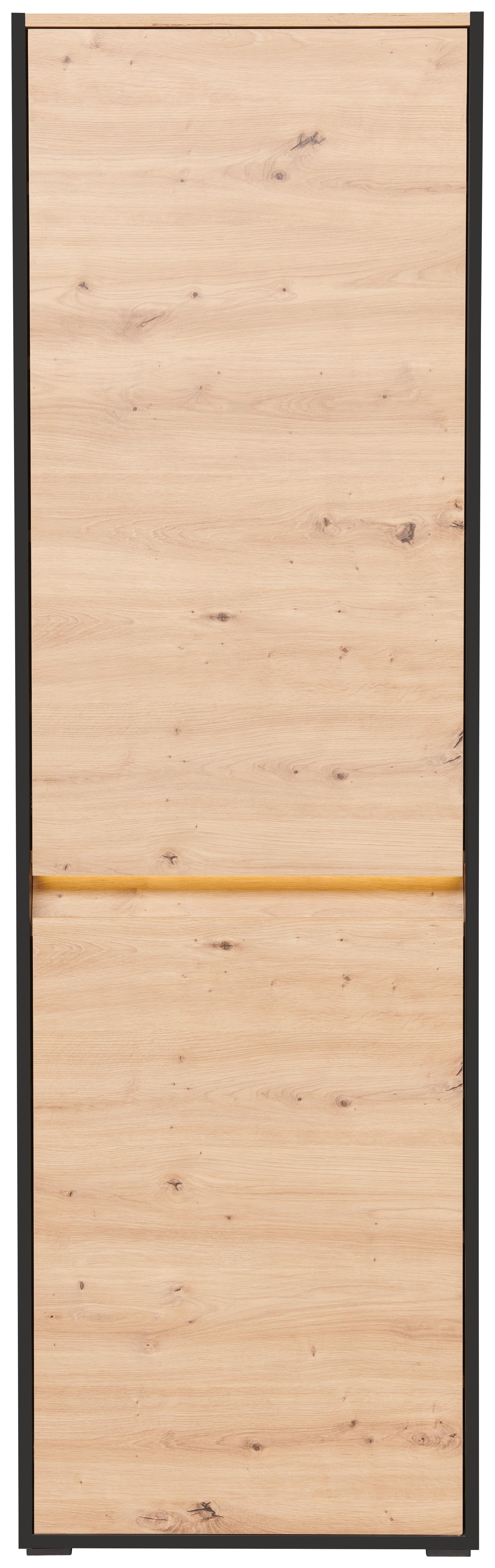 Garderobenschrank Welcome Schwarz/Eiche Dekor B: 60,4 cm - MODERN, Holzwerkstoff (60,4/200,7/38cm)