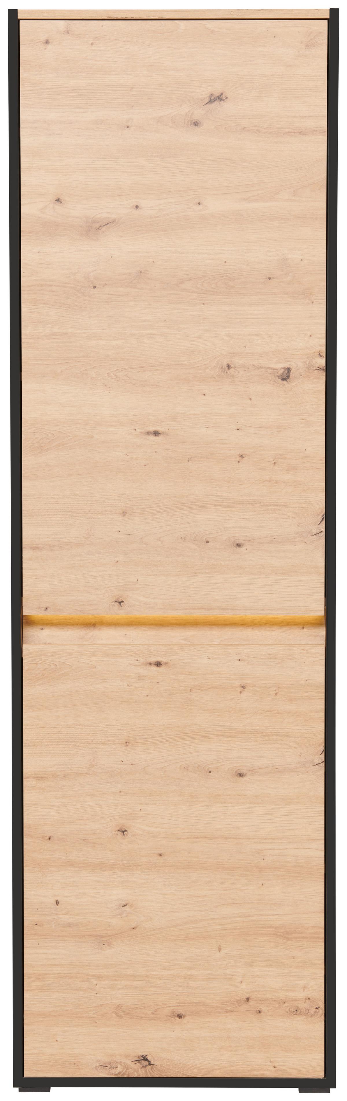 Garderobenschrank Welcome Schwarz/Eiche Dekor B: 60,4 cm - MODERN, Holzwerkstoff (60,4/200,7/38cm)