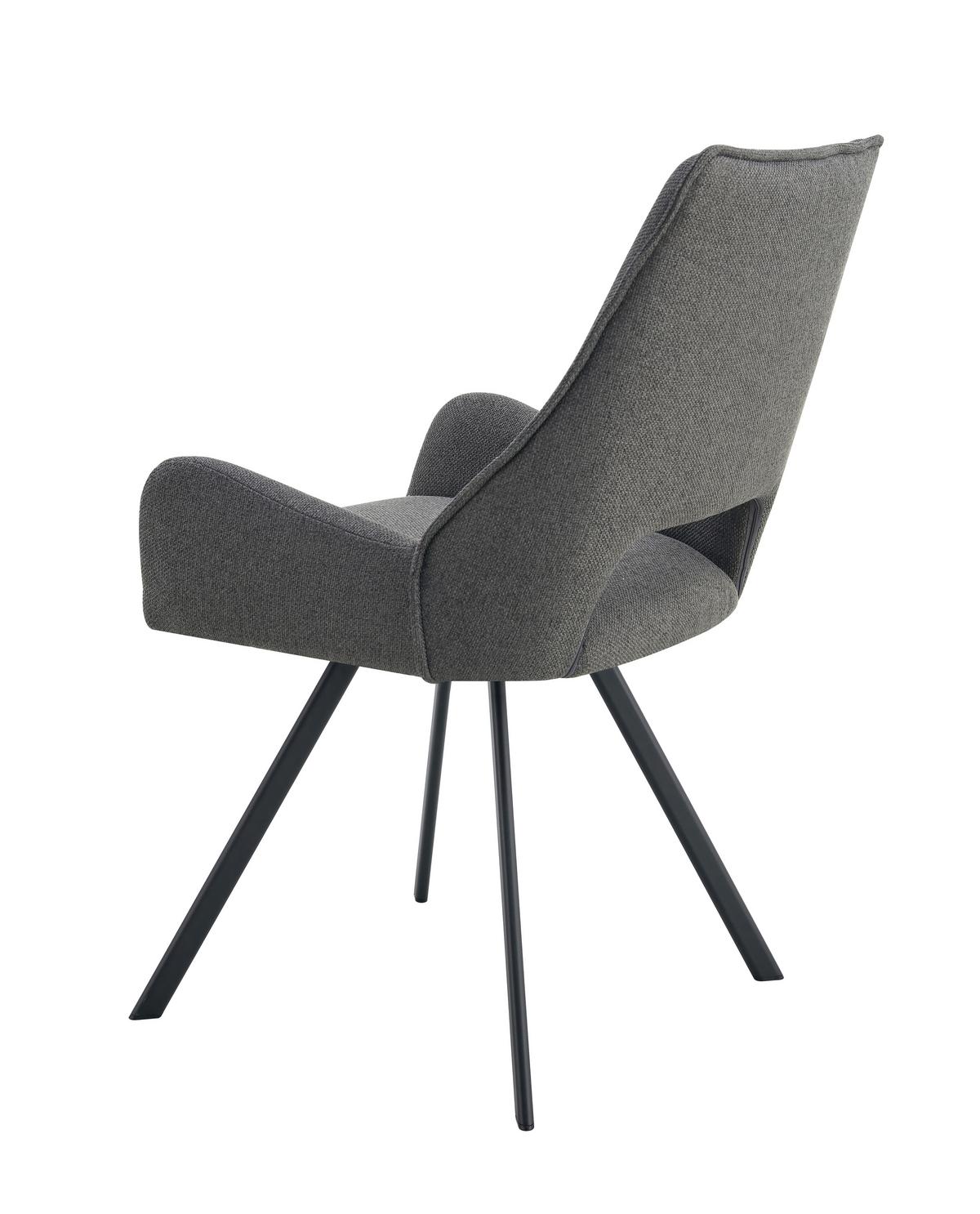 Stuhl-Set Helen Anthrazit B: 56 cm - Anthrazit/Schwarz, MODERN, Textil/Metall (56/91/63cm) - MID.YOU