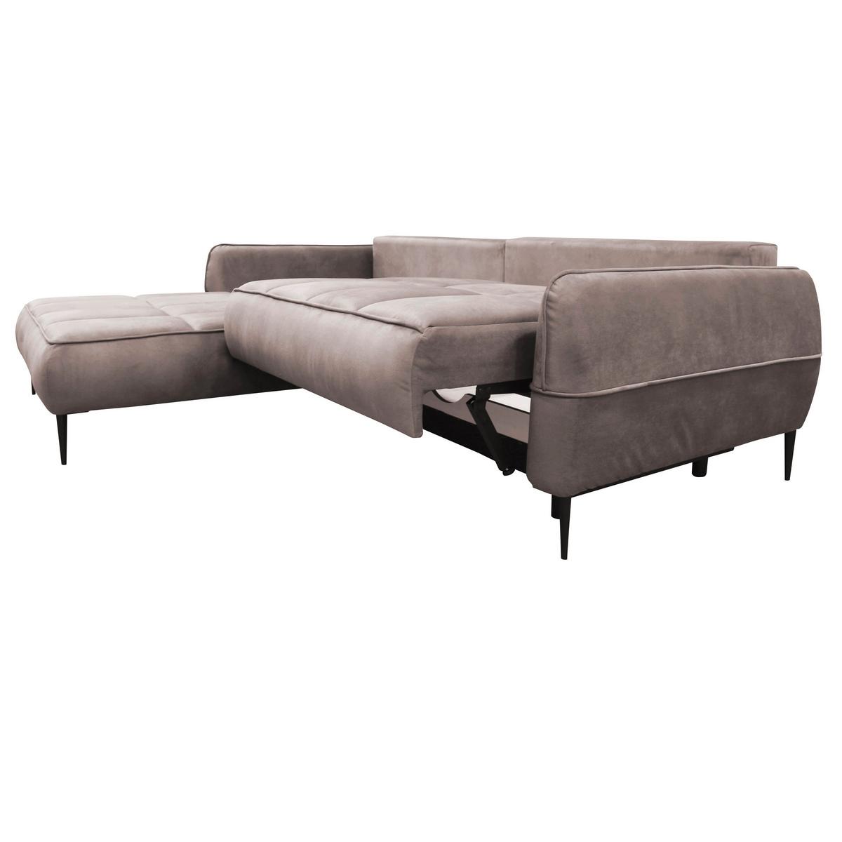 Ecksofa mit Bettkasten Letto 189x260 cm Velours Beige - Beige/Schwarz, Design, Textil (189/260cm) - MID.YOU