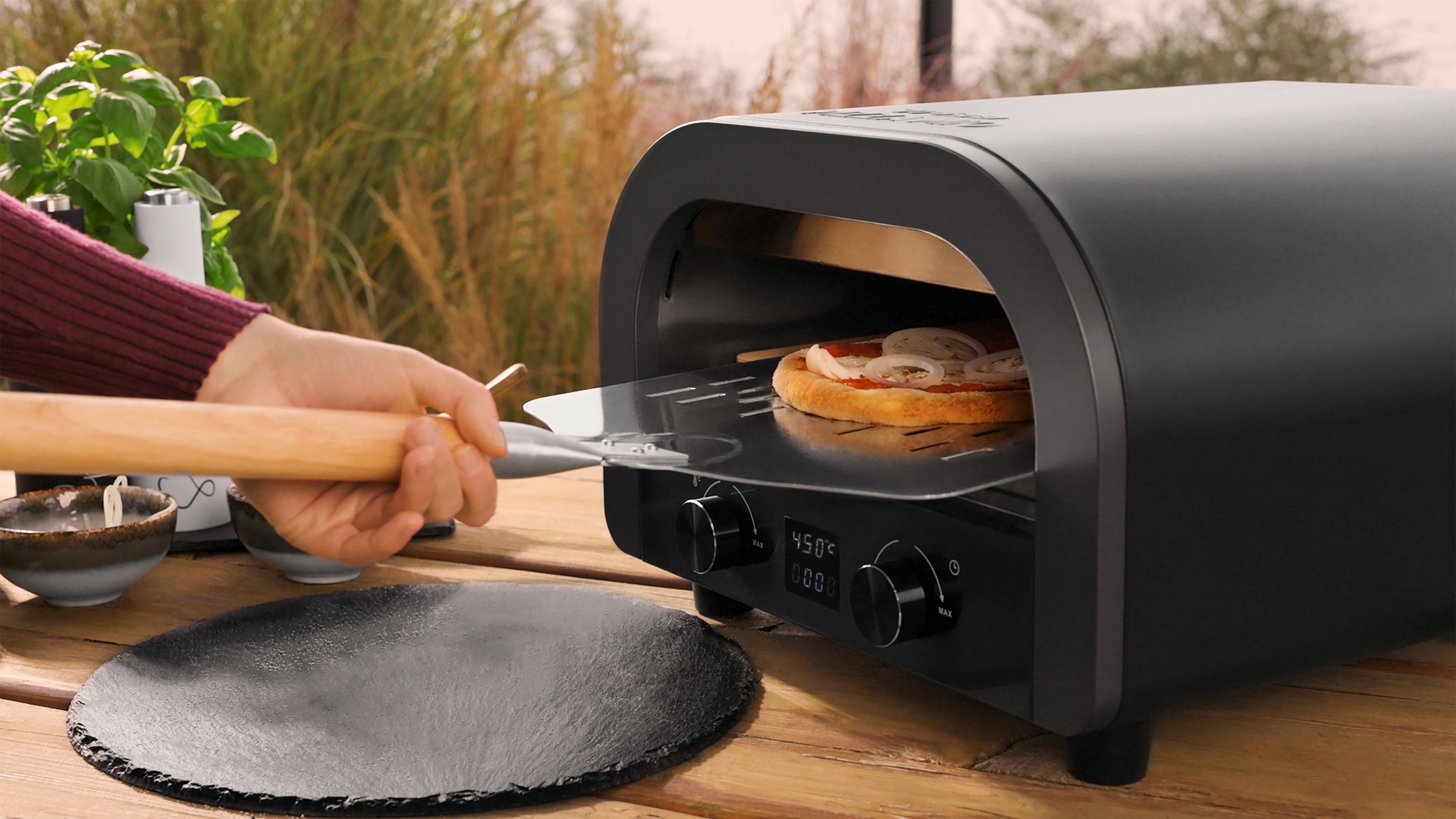 Pizzaofen Pizza Mio+ - Schwarz, KONVENTIONELL, Metall (45/28/42,5cm) - Trisa Electronics