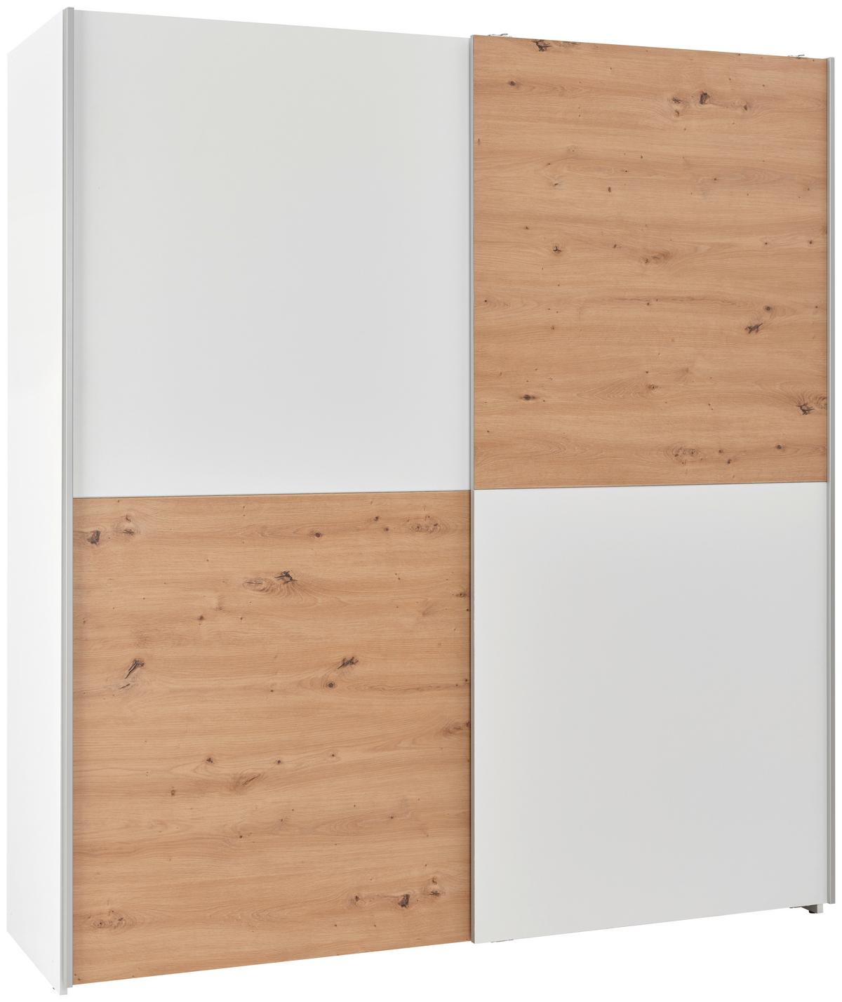 Tolóajtós Szekrény Time 170/190cm - Artisan tölgy/fehér, Basics, faalapú anyag (170/190/59cm) - Best Price
