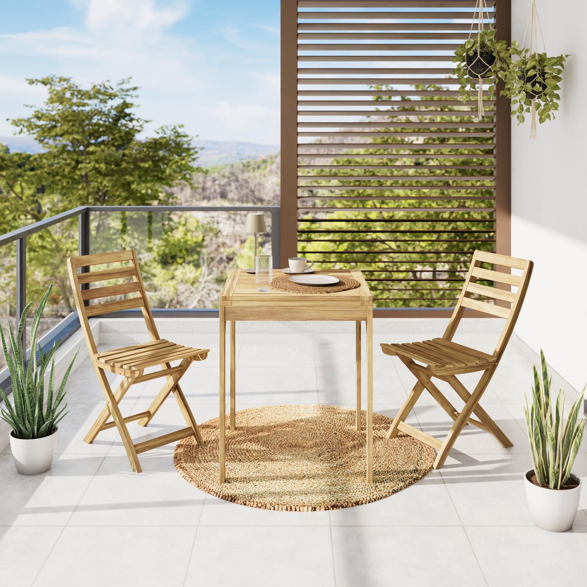 SADA NA BALKON SANA - barvy akácie, Natur, dřevo (60-120/60/73,3cm) - Mömax