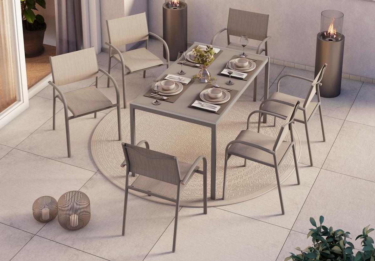 Gartensessel Paris - Beige, MODERN, Textil/Metall (57/85/57cm) - Beldano