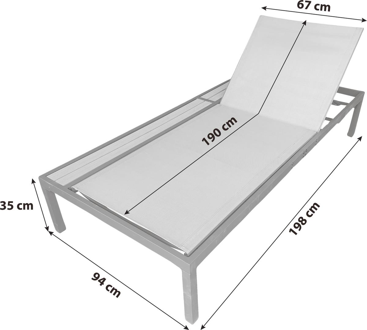 Sonnenliege Valentina - Anthrazit/Grau, MODERN, Kunststoff/Metall (94/35,5/198cm) - Beldano