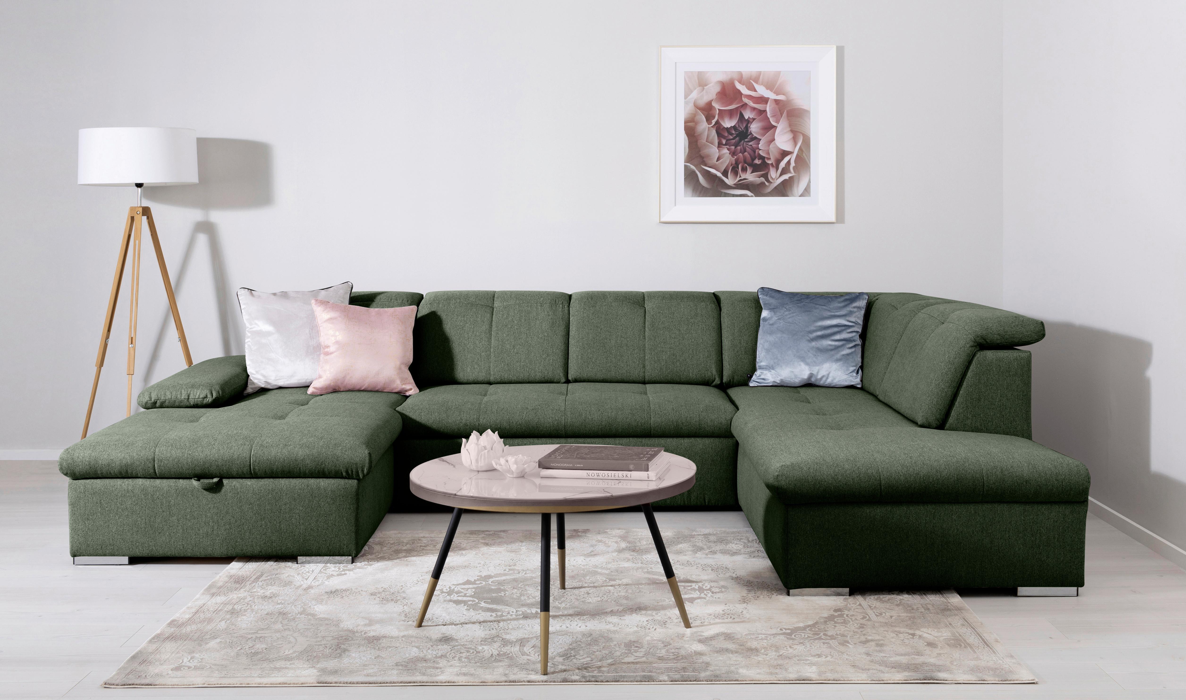 Wohnlandschaft Ramzes Grün U: 173x328x215 cm - Grau/Grün, Design, Textil (173/328/215cm) - MID.YOU