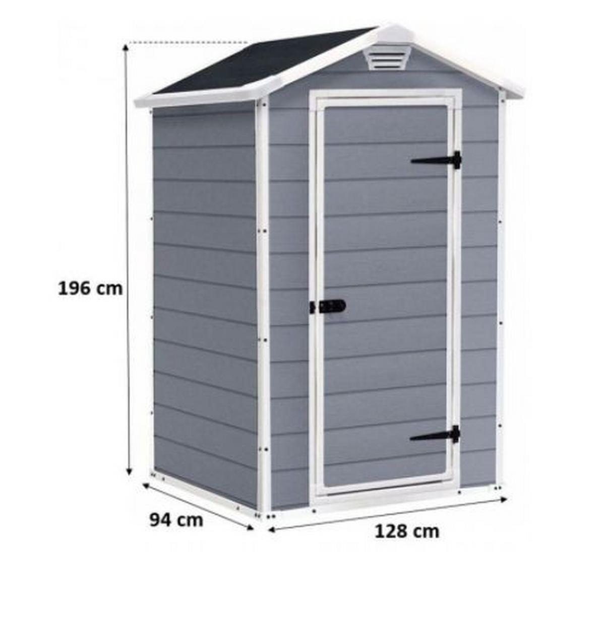 Záhradný domček MANOR 4X3 - sivá/biela, Modern, plast (128/196/103cm) - Mömax