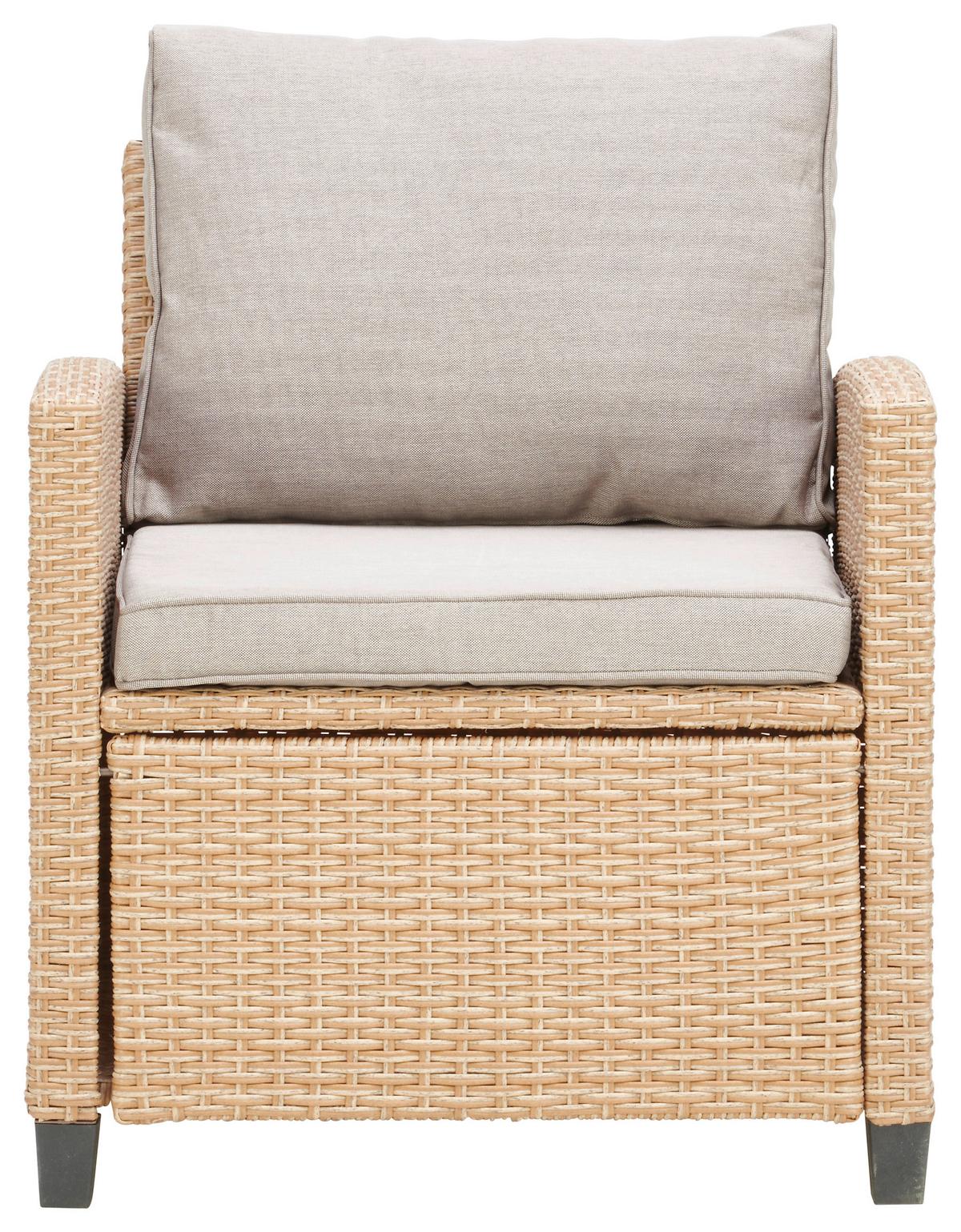 Loungegarnitur 6-tlg. Porto- Multi, Polyrattan Mit Kissen - Hellbraun/Grau, MODERN, Kunststoff/Textil (190/237cm) - Beldano