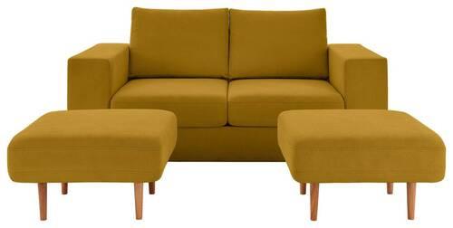 2-sitzer-sofa Looks V-2 Mit Hockern Gelb - Eichefarben/Gelb, Design, Textil (172/96/107cm) - LOOKS by W.Joop